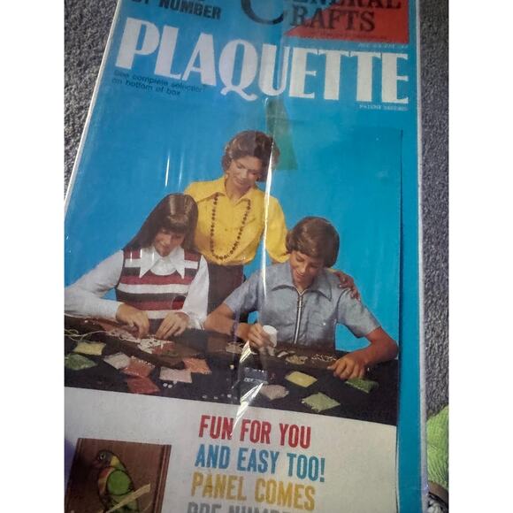 Plaquette Mosaic Wall Panel By Number General Crafts 1969 RARE No. 302 Parakeets - Picture 6 of 6